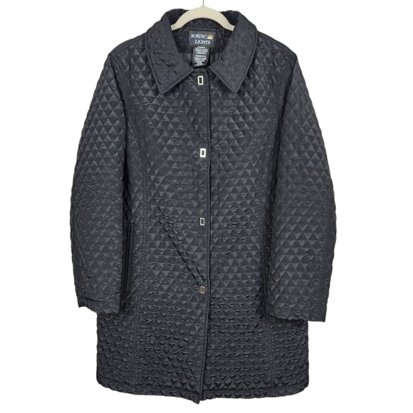 Nordic Lights Jackets & Blazers - Nordic Lights Black Quilted Lightweight Snap Up Hand Pocket Jacket Womens Size L